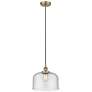 Bell 12" LED Mini Pendant - Antique Brass - Seedy Shade