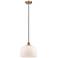 Bell 12" LED Mini Pendant - Antique Copper - Matte White Shade
