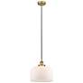 Bell 12" LED Mini Pendant - Brushed Brass - Matte White Shade