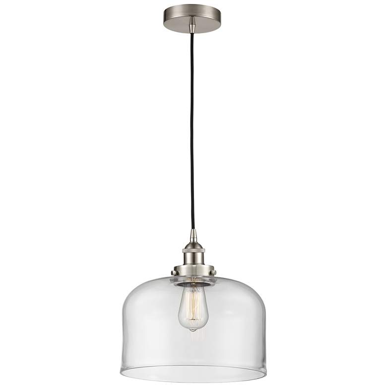Image 1 Bell 12" LED Mini Pendant - Brushed Satin Nickel - Clear Shade
