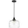 Bell 12" LED Mini Pendant - Matte Black - Clear Deco Swirl Shade