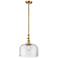 Bell 12" Stem Hung LED Mini Pendant - Satin Gold - Clear Shade