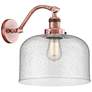 Bell 13" High Antique Copper Wall Sconce with Seedy Glass