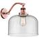 Bell 13" High Antique Copper Wall Sconce with Seedy Glass