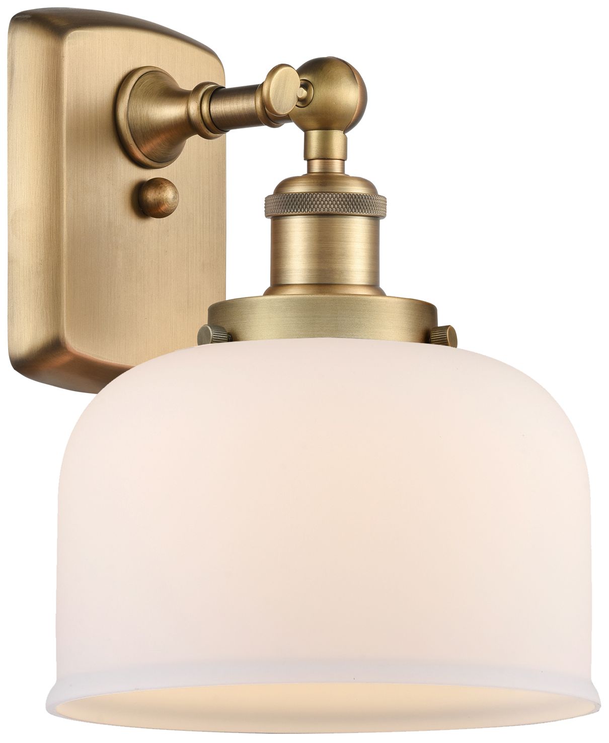 Image 2 Bell 13" High Brushed Brass Wall Sconce with White Shade