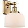 Bell 13" High Brushed Brass Wall Sconce with White Shade