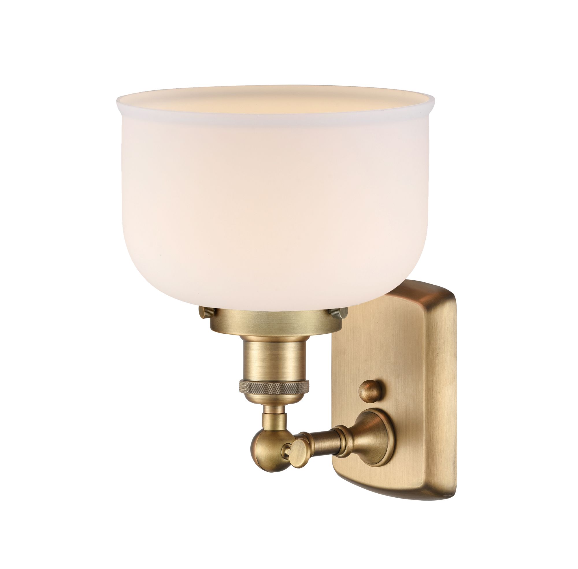 Image 3 Bell 13" High Brushed Brass Wall Sconce with White Shade more views