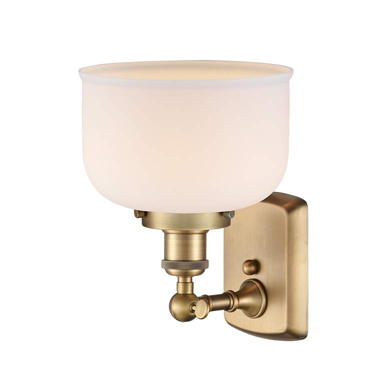 Image 3 Bell 13" High Brushed Brass Wall Sconce with White Shade more views