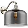 Bell 13" High Brushed Satin Nickel Sconce w/ Plated Smoke Shade