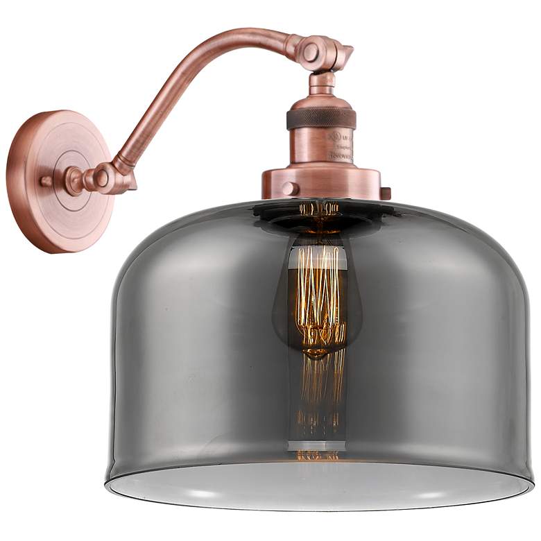 Image 1 Bell 13 inch High Copper Sconce w/ Plated Smoke Shade
