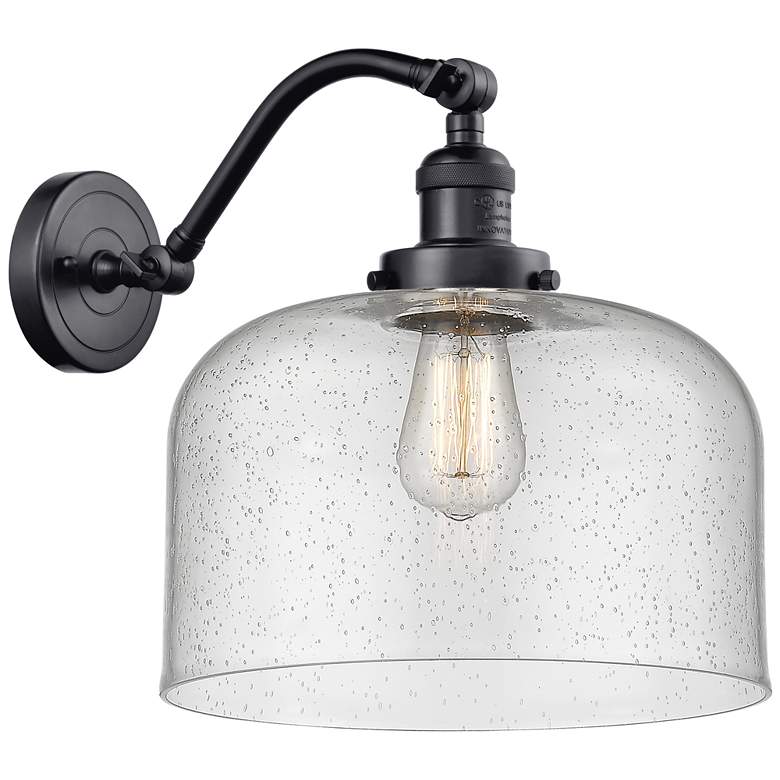 Image 1 Bell 13" High Matte Black Sconce w/ Seedy Shade