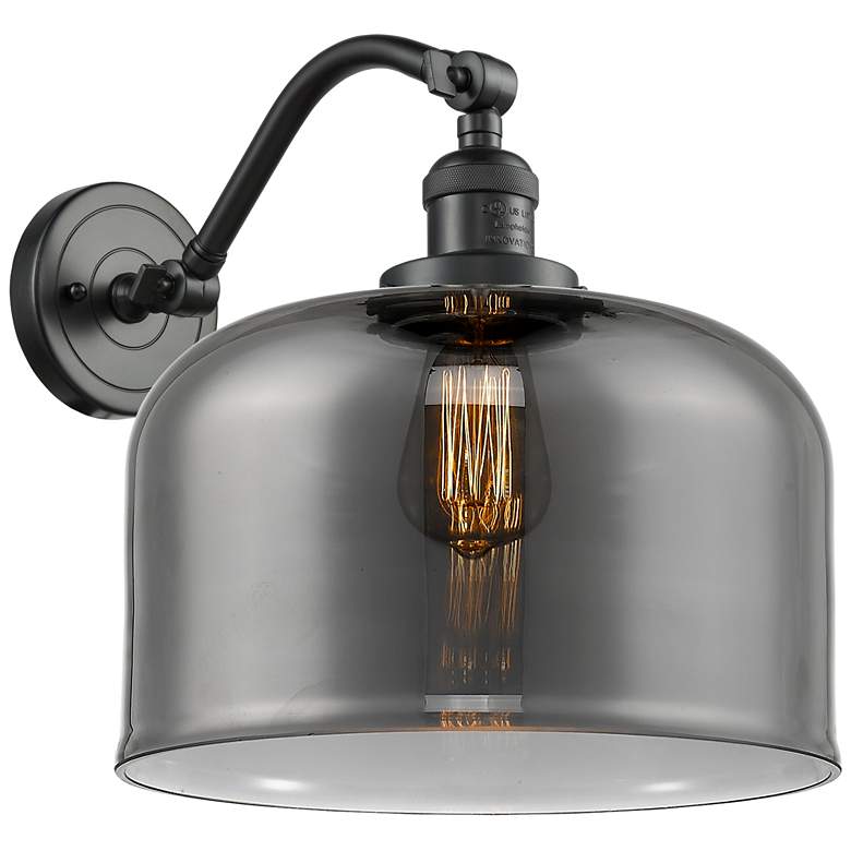 Image 1 Bell 13" High Oil Rubbed Bronze Sconce w/ Plated Smoke Shade