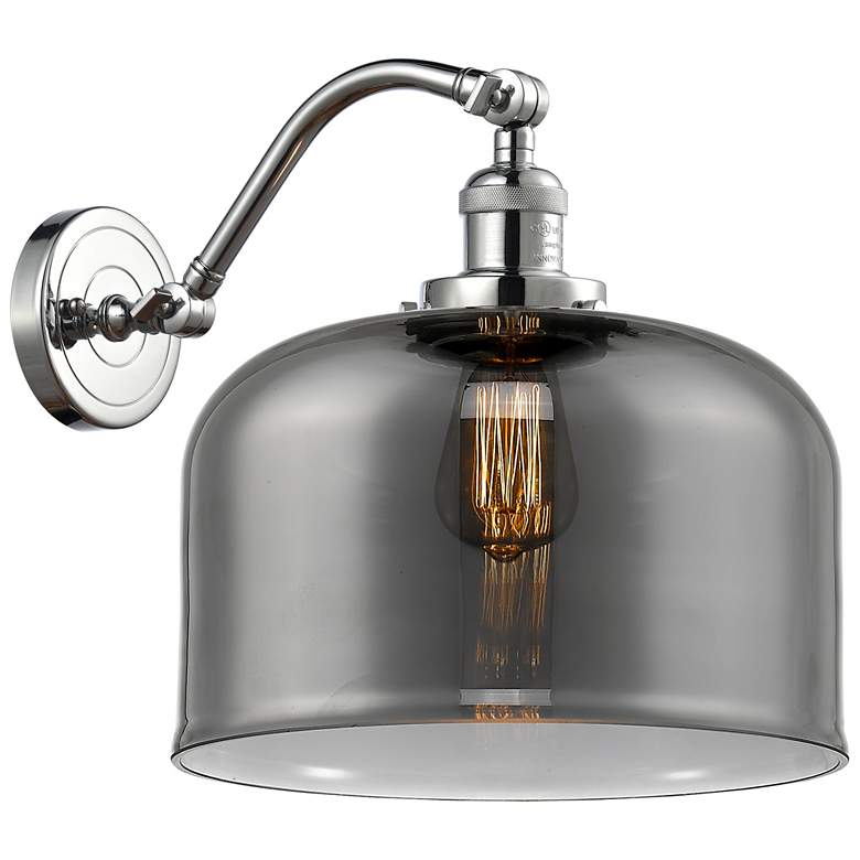 Image 1 Bell 13" High Polished Chrome Sconce w/ Plated Smoke Shade