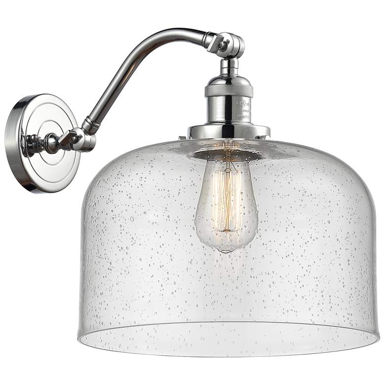 Image 1 Bell 13" High Polished Chrome Sconce w/ Seedy Shade