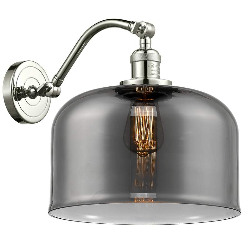 Image 1 Bell 13" High Polished Nickel Sconce w/ Plated Smoke Shade
