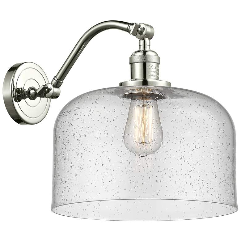 Image 1 Bell 13" High Polished Nickel Sconce w/ Seedy Shade