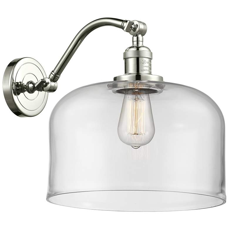 Image 1 Bell 13" High Polished Nickel Wall Sconce with Clear Glass