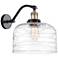 Bell 13"H Black Antique Brass and Swirl Glass Wall Sconce