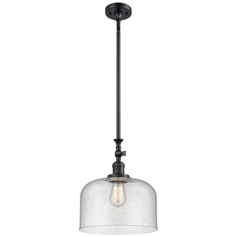 Image 1 Bell 14" Matte Black LED Tiltable Mini Pendant w/ Seedy Shade
