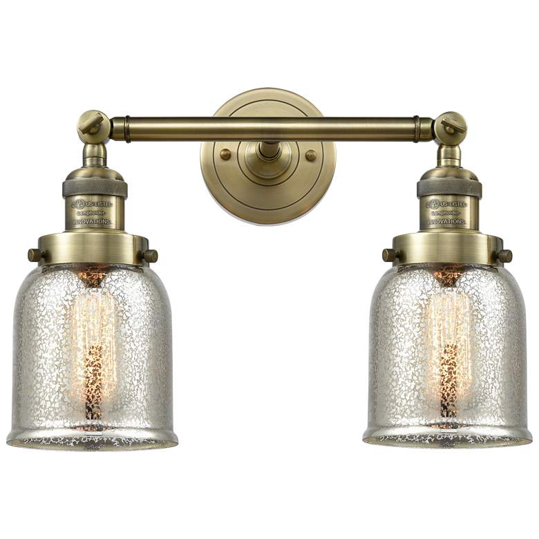 Image 1 Bell 15" 2-Light Antique Brass Bath Light w/ Silver Plated Mercury Sha