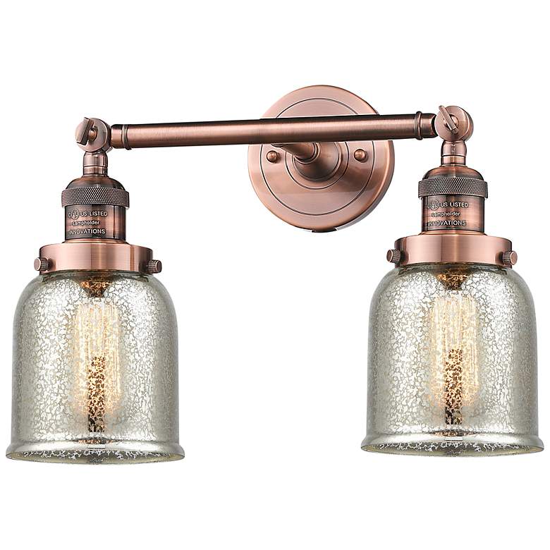 Image 1 Bell 15" 2-Light Antique Copper Bath Light w/ Silver Plated Mercury Sh