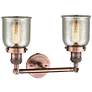 3_Bell 15" 2-Light Antique Copper Bath Light w/ Silver Plated Mercury Sh more views