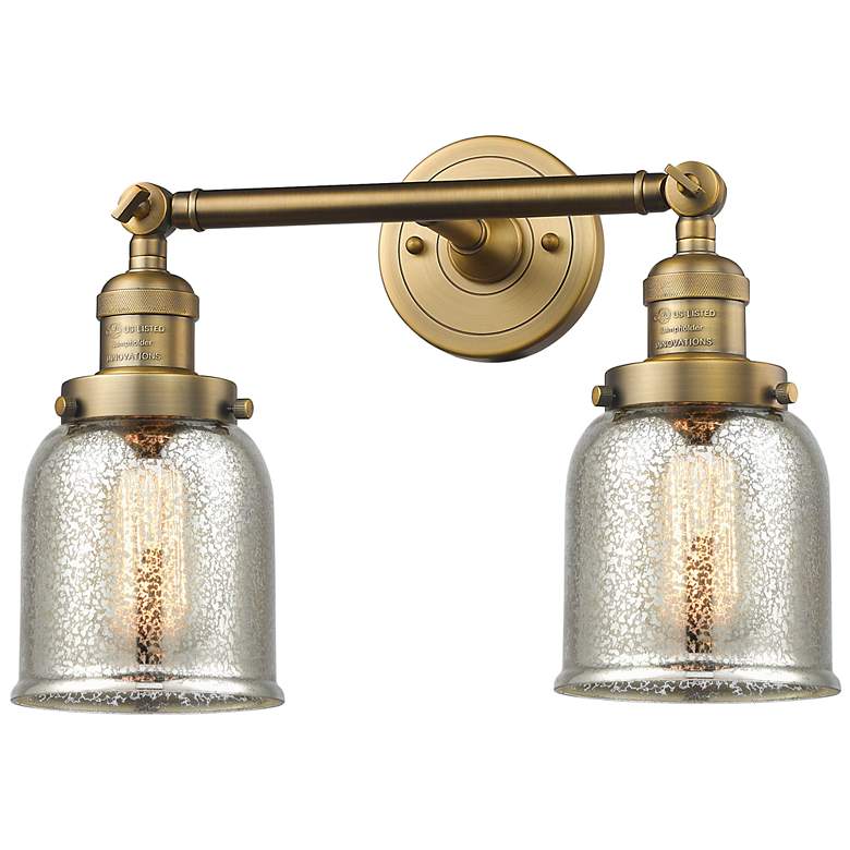 Image 1 Bell 15" 2-Light Brushed Brass Bath Light w/ Silver Plated Mercury Sha