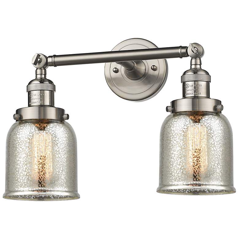 Image 1 Bell 15" 2-Light Brushed Satin Nickel Bath Light w/ Mercury Shade