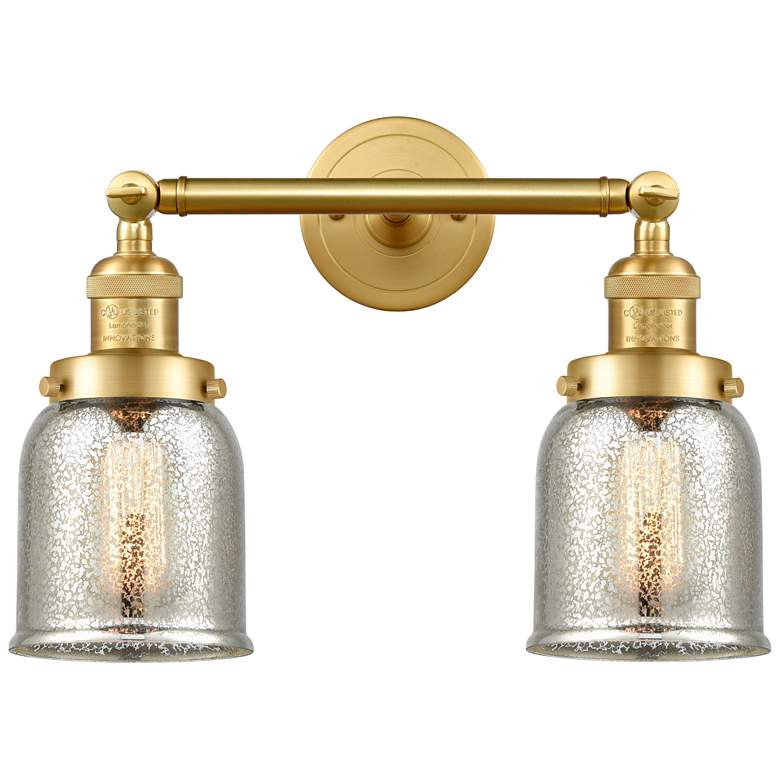 Image 1 Bell 15" 2-Light Satin Gold Bath Light w/ Silver Plated Mercury Shade