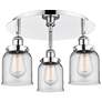 Bell 16.75" Wide 3 Light Polished Chrome Flush Mount With Clear Glass 
