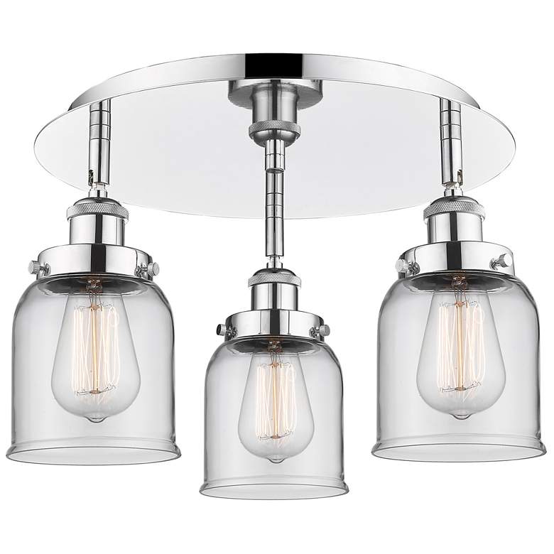 Image 1 Bell 16.75" Wide 3 Light Polished Chrome Flush Mount With Clear Glass