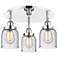 Bell 16.75" Wide 3 Light Polished Chrome Flush Mount With Seedy Glass 