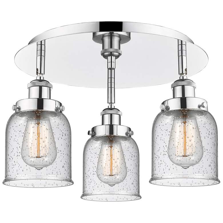 Image 1 Bell 16.75" Wide 3 Light Polished Chrome Flush Mount With Seedy Glass