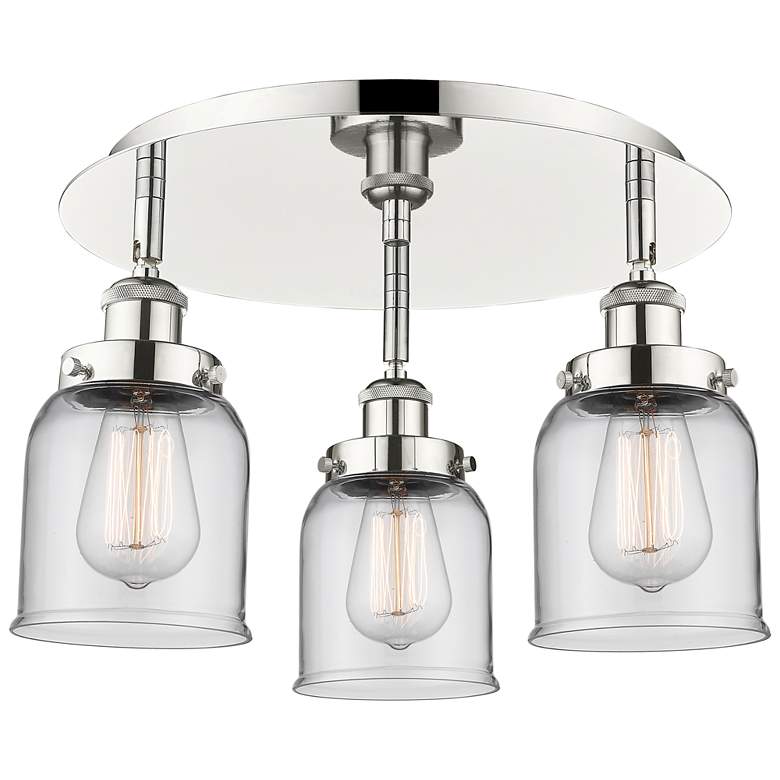 Image 1 Bell 16.75" Wide 3 Light Polished Nickel Flush Mount With Clear Glass