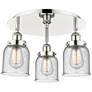 Bell 16.75" Wide 3 Light Polished Nickel Flush Mount With Seedy Glass