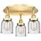 Bell 16.75" Wide 3 Light Satin Gold Flush Mount With Seedy Glass Shade
