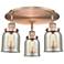 Bell 16.75"W 3 Light Antique Copper Flush Mount w/ Mercury Glass Shade