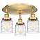 Bell 16.75"W 3 Light Brushed Brass Flush Mount w/ Clear Deco Swirl Sha