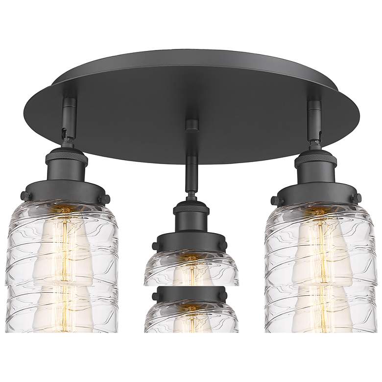 Image 1 Bell 16.75"W 3 Light Matte Black Flush Mount w/ Clear Deco Swirl Shade