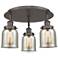 Bell 16.75"W 3 Light Oil Rubbed Bronze Flush Mount w/ Mercury Glass Sh