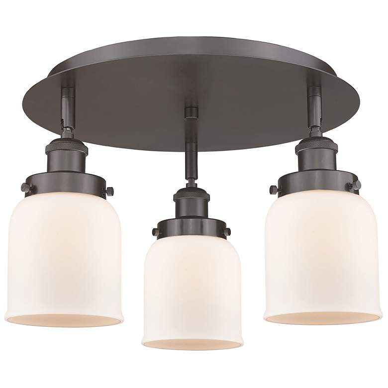 Image 1 Bell 16.75"W 3 Light Oil Rubbed Bronze Flush Mount w/ White Shade