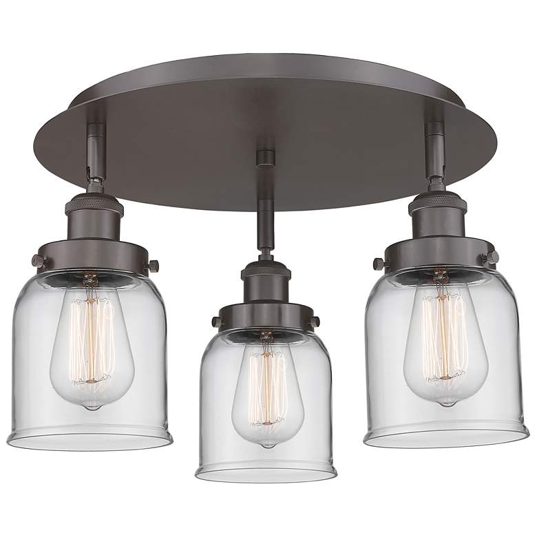 Image 1 Bell 16.75"W 3 Light Oil Rubbed Bronze Flush Mount With Clear Glass Sh