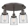 Bell 16.75"W 3 Light Oil Rubbed Bronze Flush Mount With Clear Glass Sh