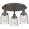 Bell 16.75"W 3 Light Oil Rubbed Bronze Flush Mount With Seedy Glass Sh