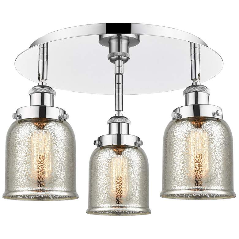 Image 1 Bell 16.75"W 3 Light Polished Chrome Flush Mount w/ Mercury Glass Shad