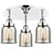 Bell 16.75"W 3 Light Polished Chrome Flush Mount w/ Mercury Glass Shad