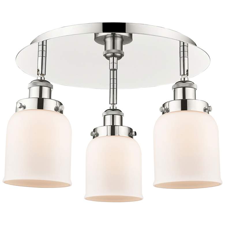 Image 1 Bell 16.75"W 3 Light Polished Nickel Flush Mount w/ Matte White Glass