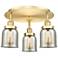 Bell 16.75"W 3 Light Satin Gold Flush Mount w/ Mercury Glass Shade