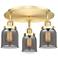 Bell 16.75"W 3 Light Satin Gold Flush Mount With Plated Smoke Glass Sh