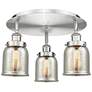 Bell 16.75"W 3 Light Satin Nickel Flush Mount w/ Mercury Glass Shade
